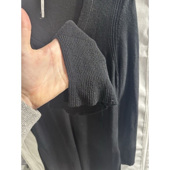 Free People Criss Cross Front Sweater Size M Hi Lo Hem‎ Slit Sleeve Cuffs Black - Picture 6 of 8